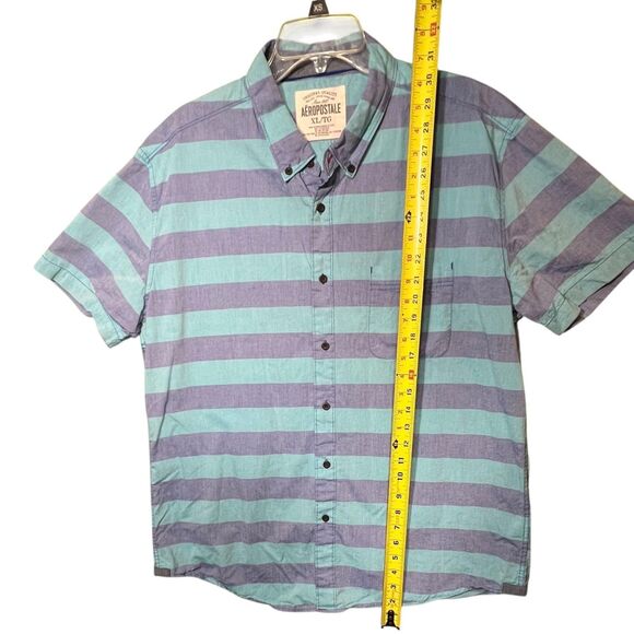 Aeropostale Shirt Mens XL Striped Button Up Short Sleeve Casual - Picture 5 of 11